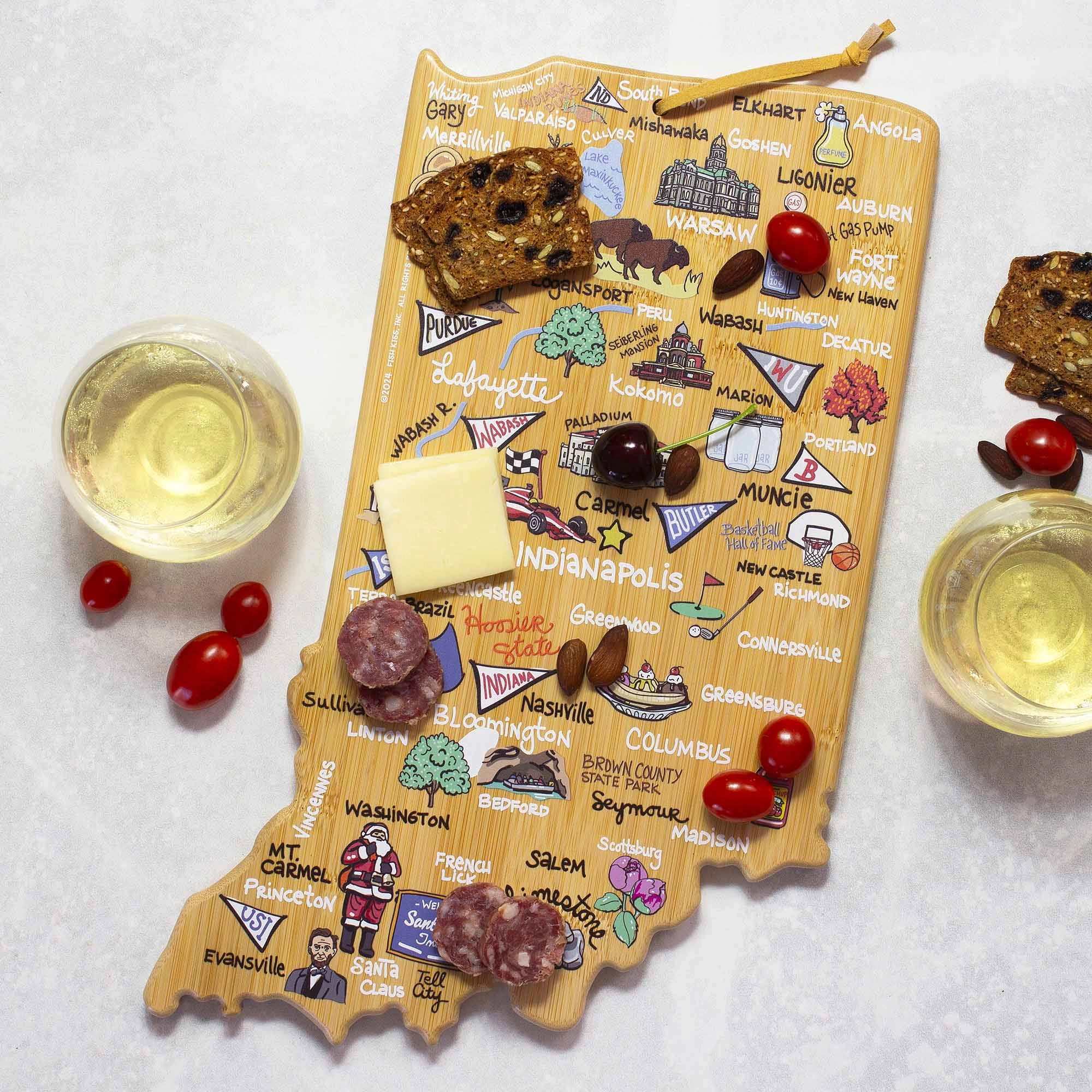 Indiana Cutting Board with Artwork by Fish Kiss