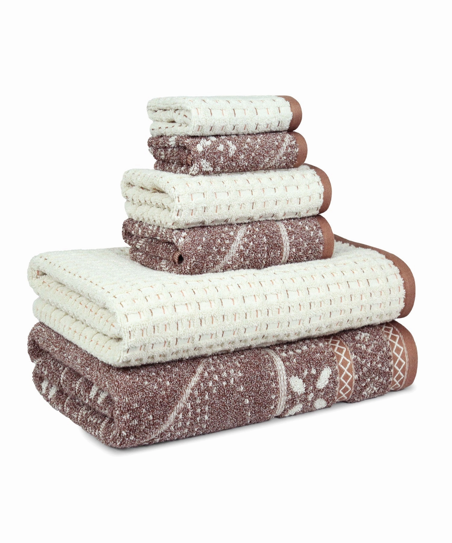Indulgence By The FirePlace 6Pc Towel Set, Super Soft, Intricate Design, 600 GSM, ARK-OD