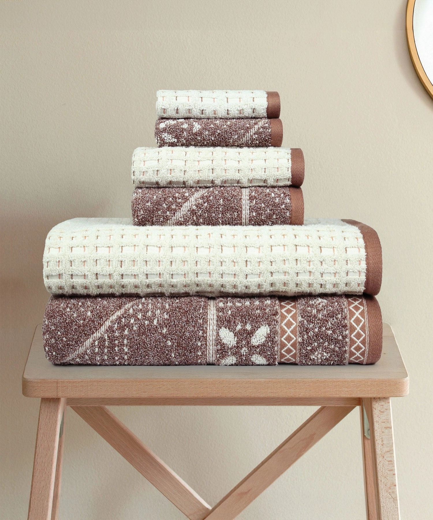 Indulgence By The FirePlace 6Pc Towel Set, Super Soft, Intricate Design, 600 GSM, ARK-OD bath towels,soft towels,bathroom textiles