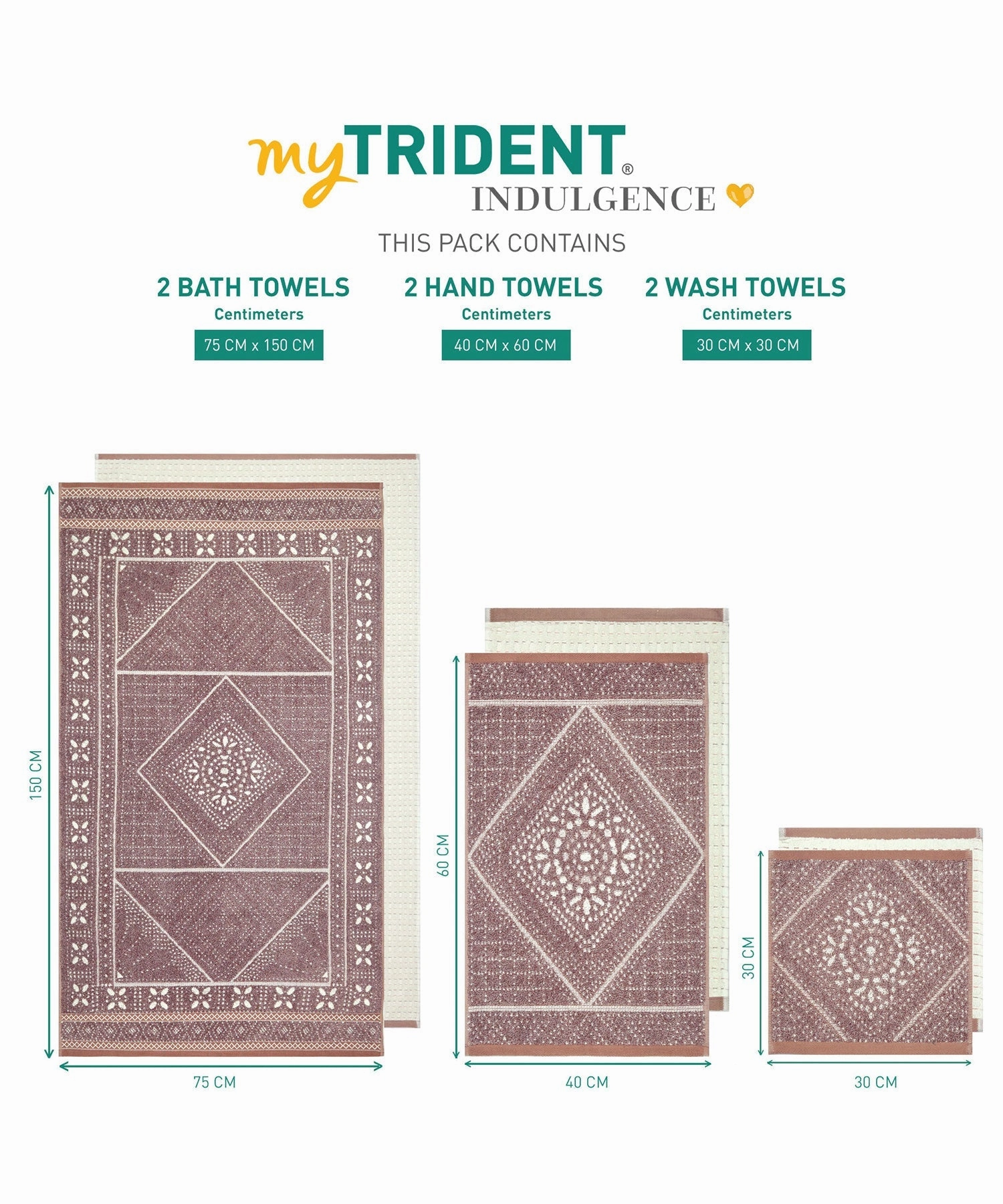Indulgence By The FirePlace 6Pc Towel Set, Super Soft, Intricate Design, 600 GSM, ARK-OD