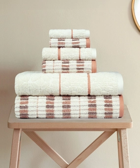 Indulgence By The FirePlace 6Pc Towel Set, Super Soft, Intricate Design, 600 GSM, FOS-RIPPLE bath towels,soft towels,bathroom textiles