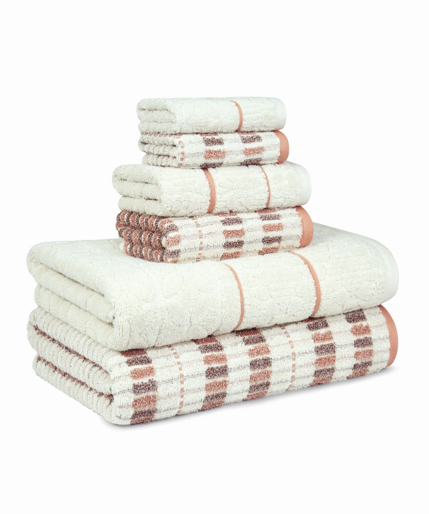 Indulgence By The FirePlace 6Pc Towel Set, Super Soft, Intricate Design, 600 GSM, FOS-RIPPLE