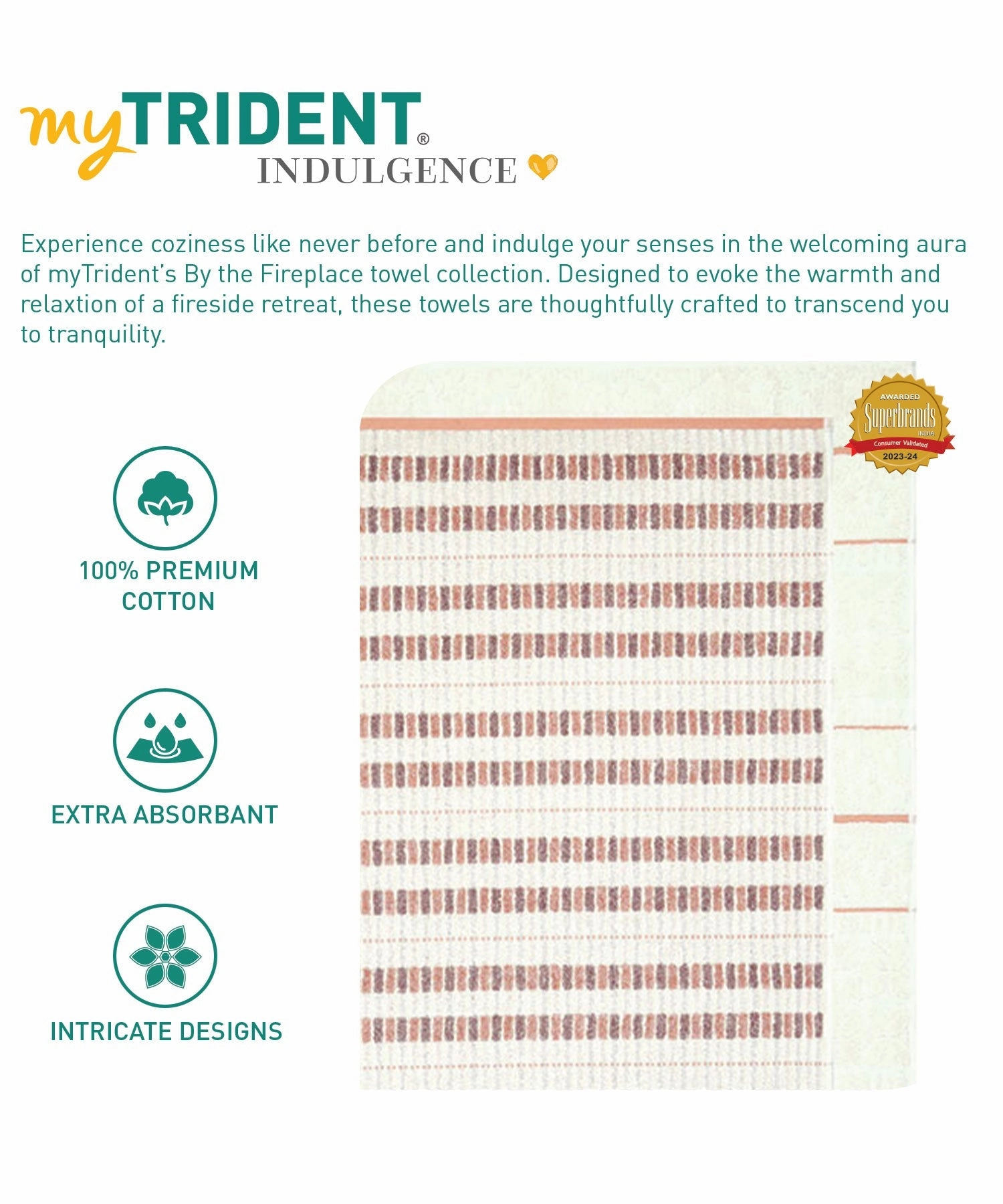 Indulgence By The FirePlace 6Pc Towel Set, Super Soft, Intricate Design, 600 GSM, FOS-RIPPLE