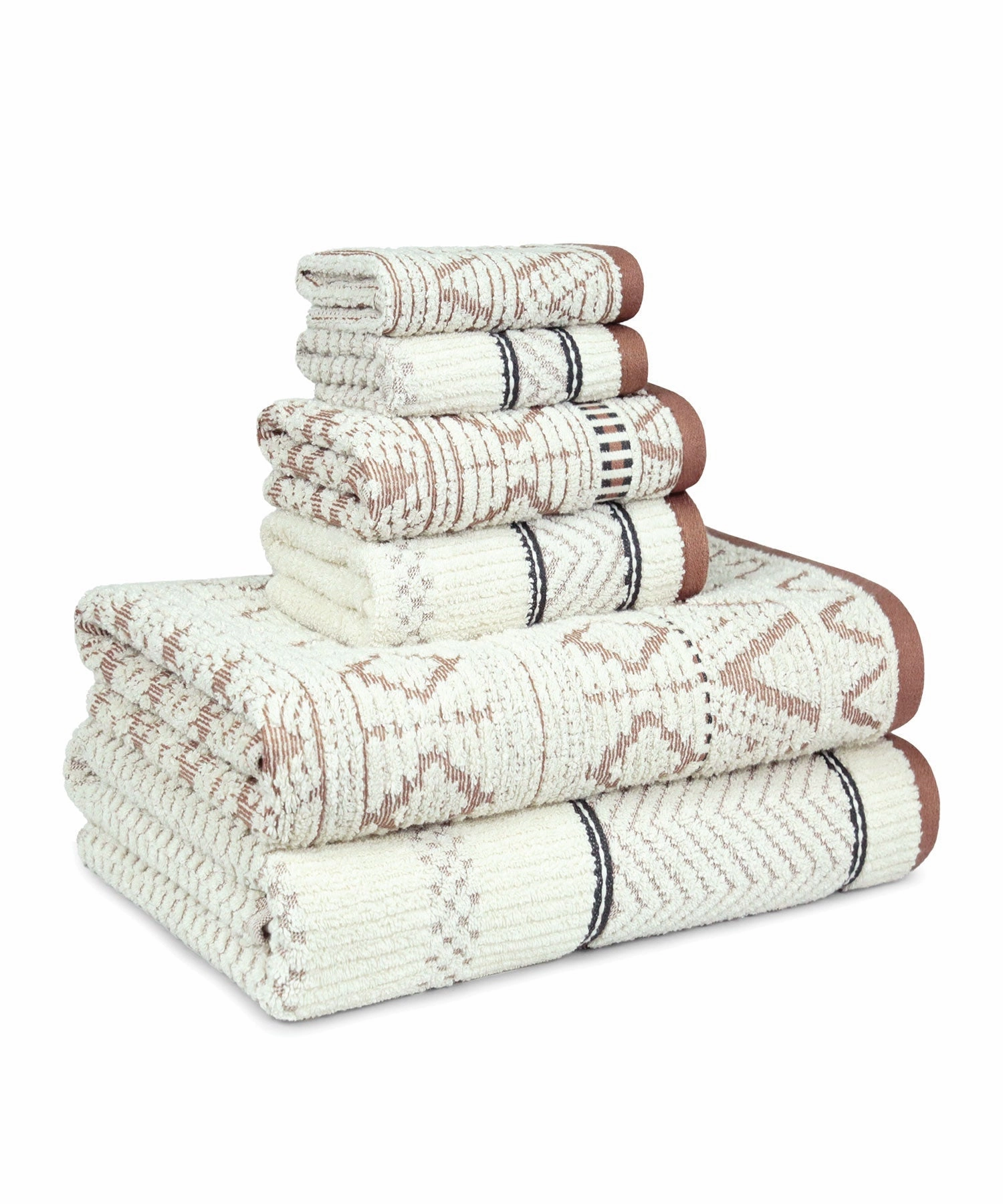 Indulgence By The FirePlace 6Pc Towel Set, Super Soft, Intricate Design, 600 GSM, PEB-ZEN