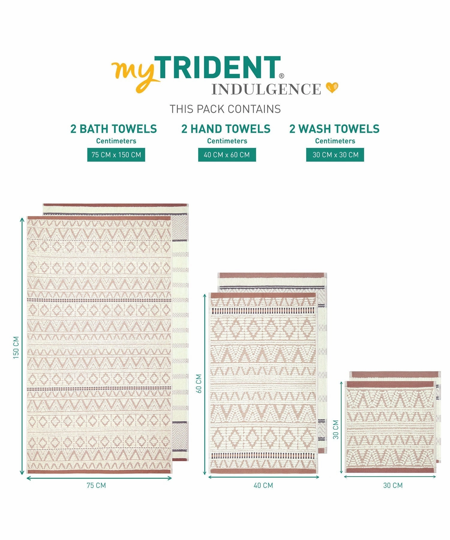 Indulgence By The FirePlace 6Pc Towel Set, Super Soft, Intricate Design, 600 GSM, PEB-ZEN