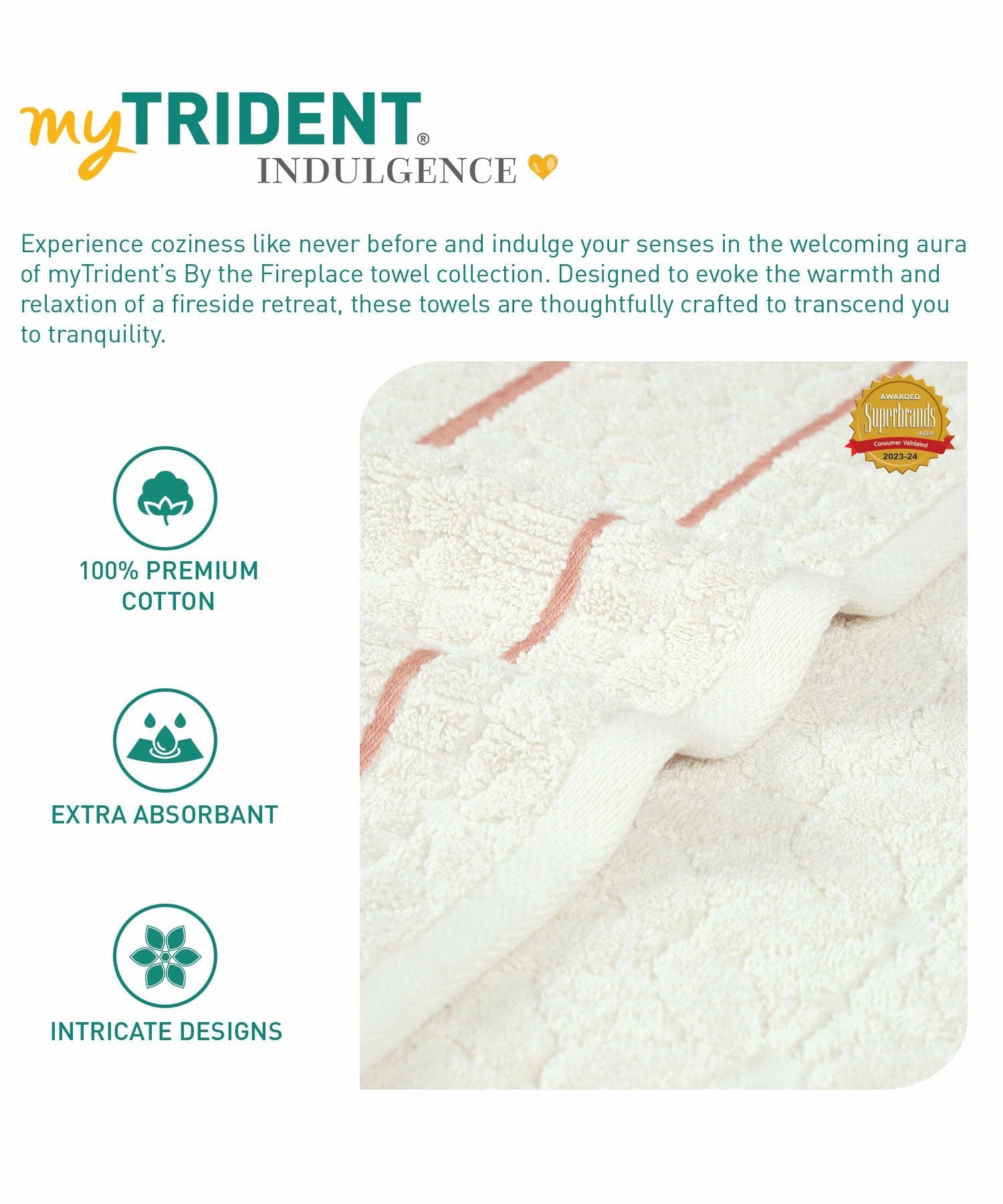 Indulgence By The FirePlace Bath Towel, Super Soft, Intricate Design, 600 GSM, Ripple