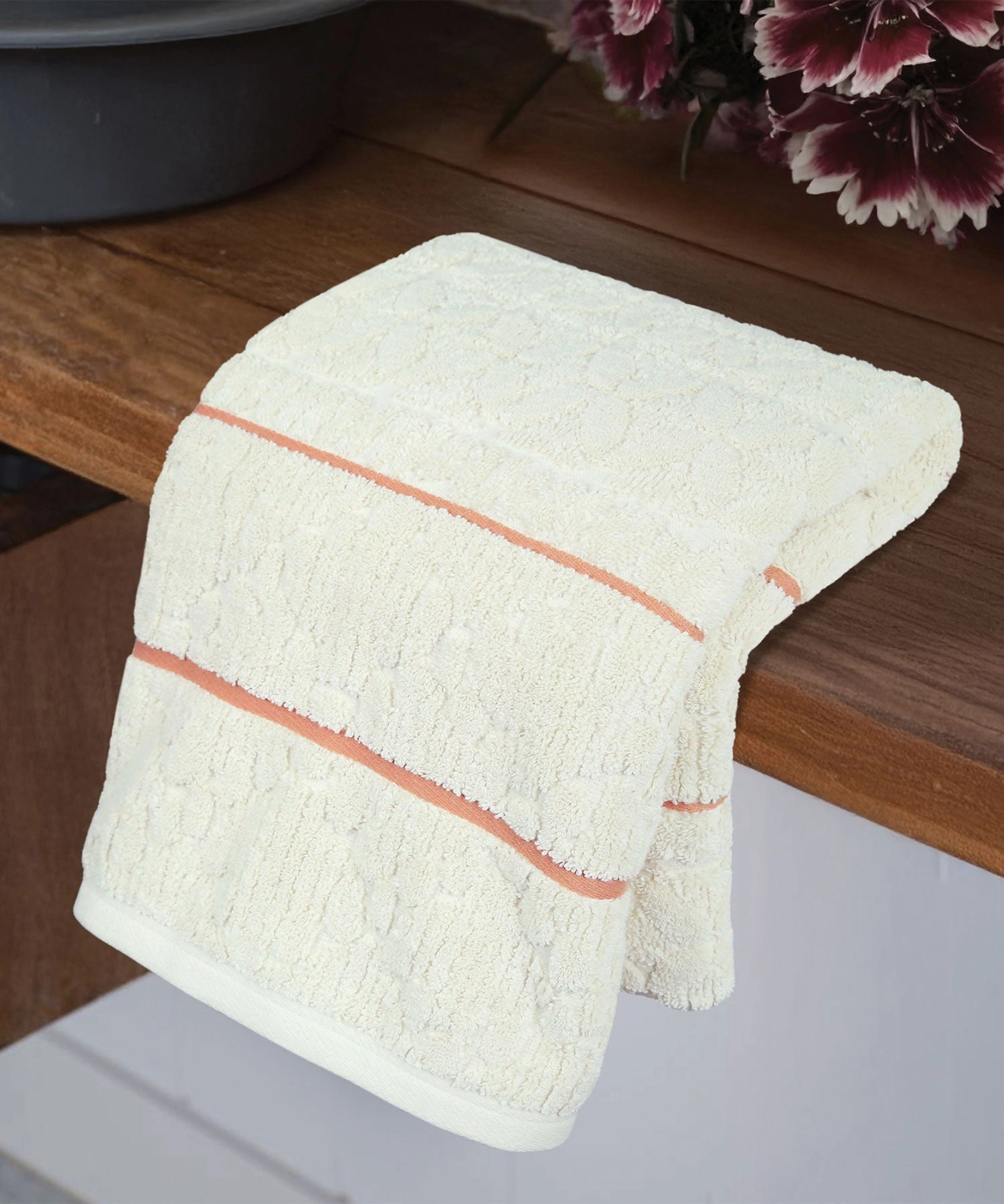 Indulgence By The FirePlace Bath Towel, Super Soft, Intricate Design, 600 GSM, Ripple bath towels,soft towels,bathroom textiles