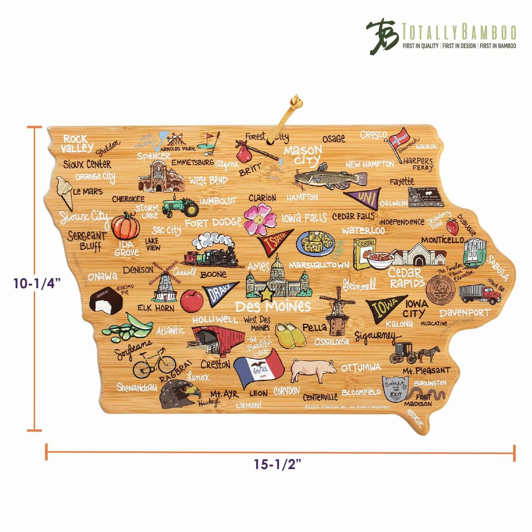 Iowa Cutting Board with Artwork by Fish Kiss