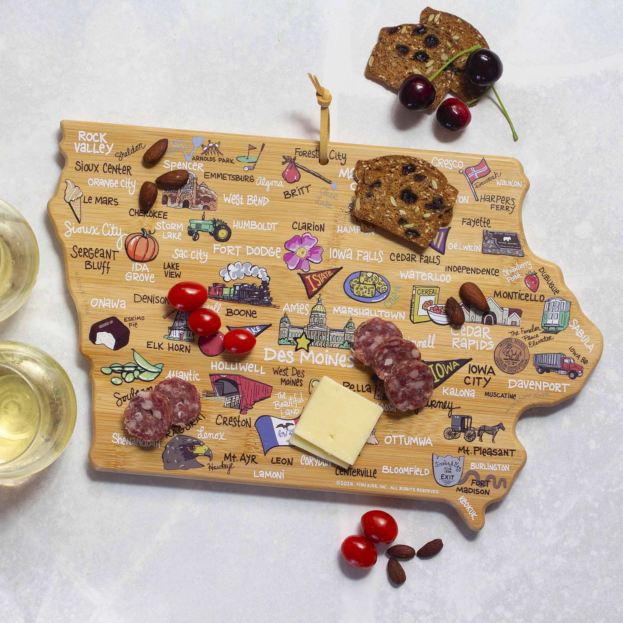 Iowa Cutting Board with Artwork by Fish Kiss