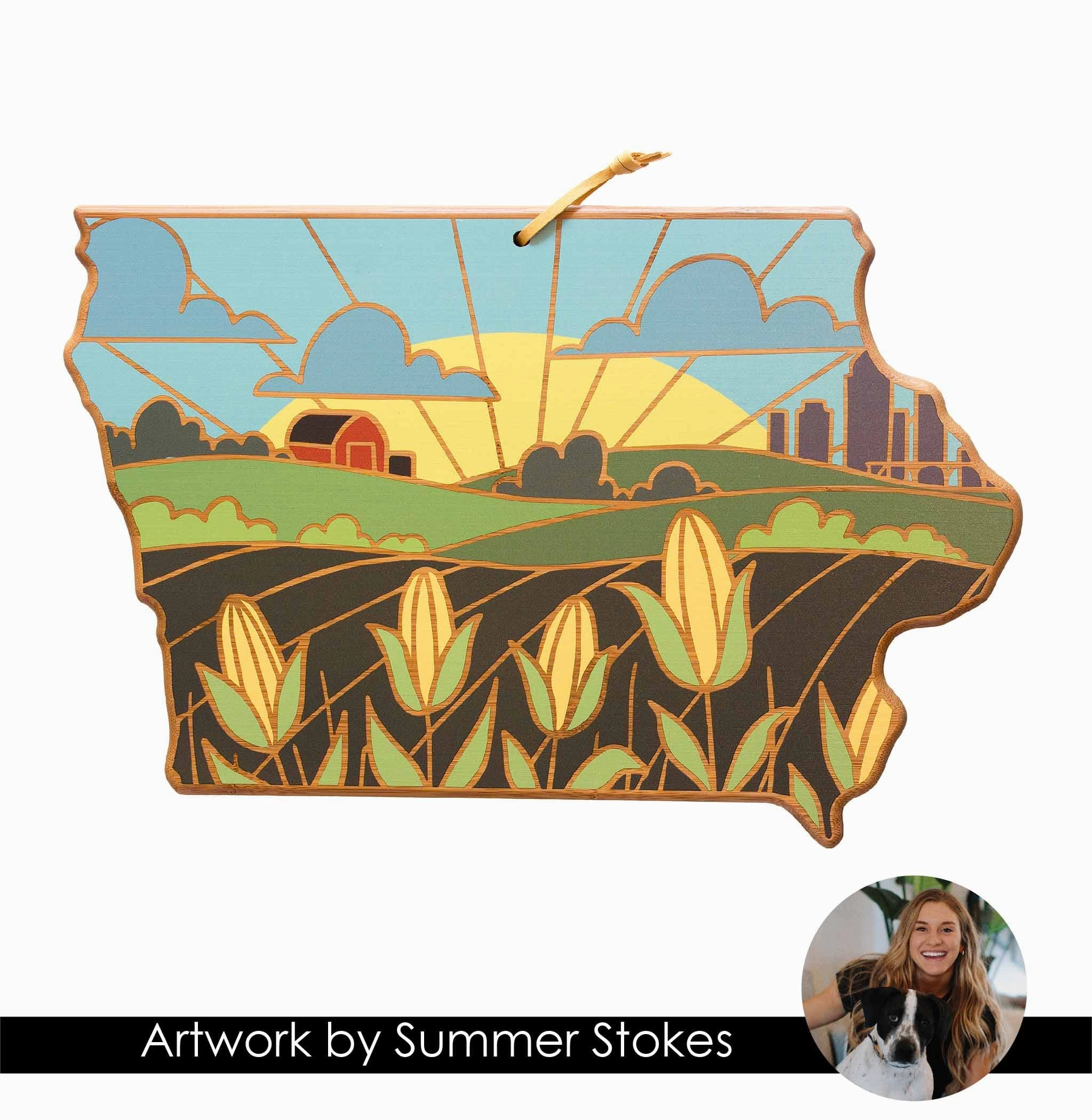 Iowa Cutting Board with Artwork by Summer Stokes