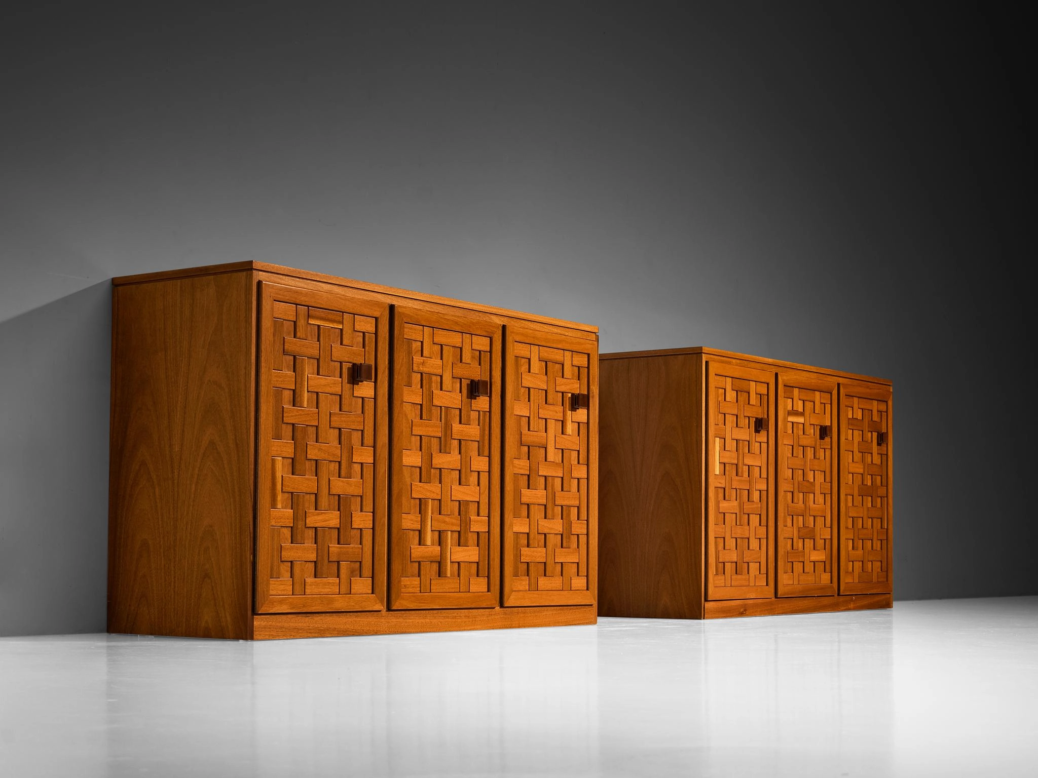 Italian Architectural Grid-Structured Sideboards in Meranti