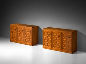 Italian Architectural Grid-Structured Sideboards in Meranti storage cabinet,organizer,furniture storage