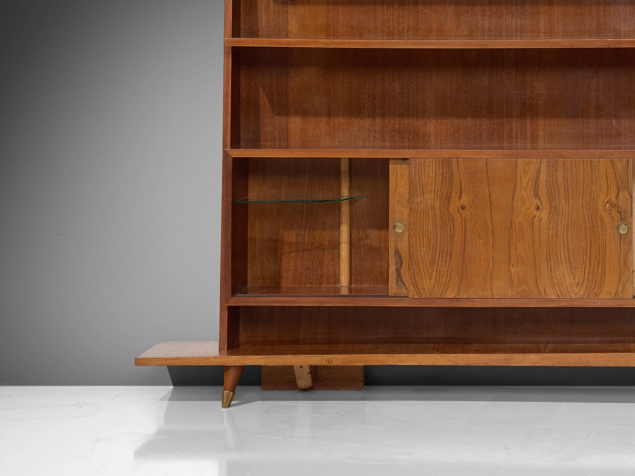 Italian Bookcase in Walnut and Oak
