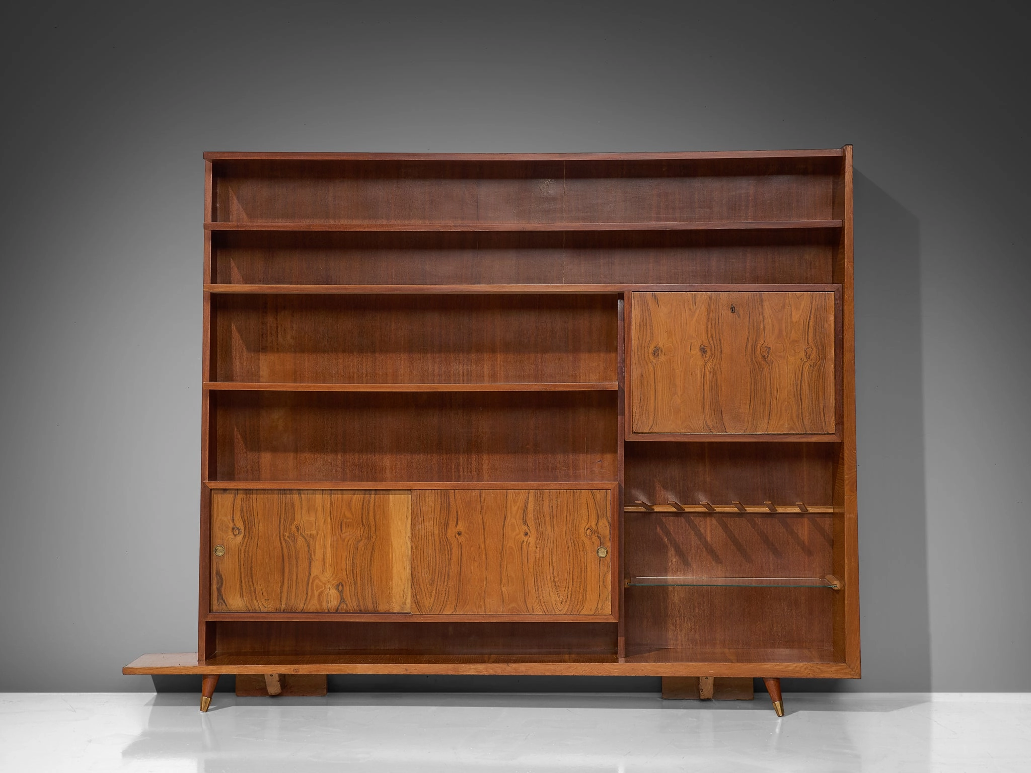 Italian Bookcase in Walnut and Oak