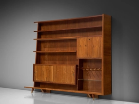 Italian Bookcase in Walnut and Oak storage cabinet,organizer,furniture storage