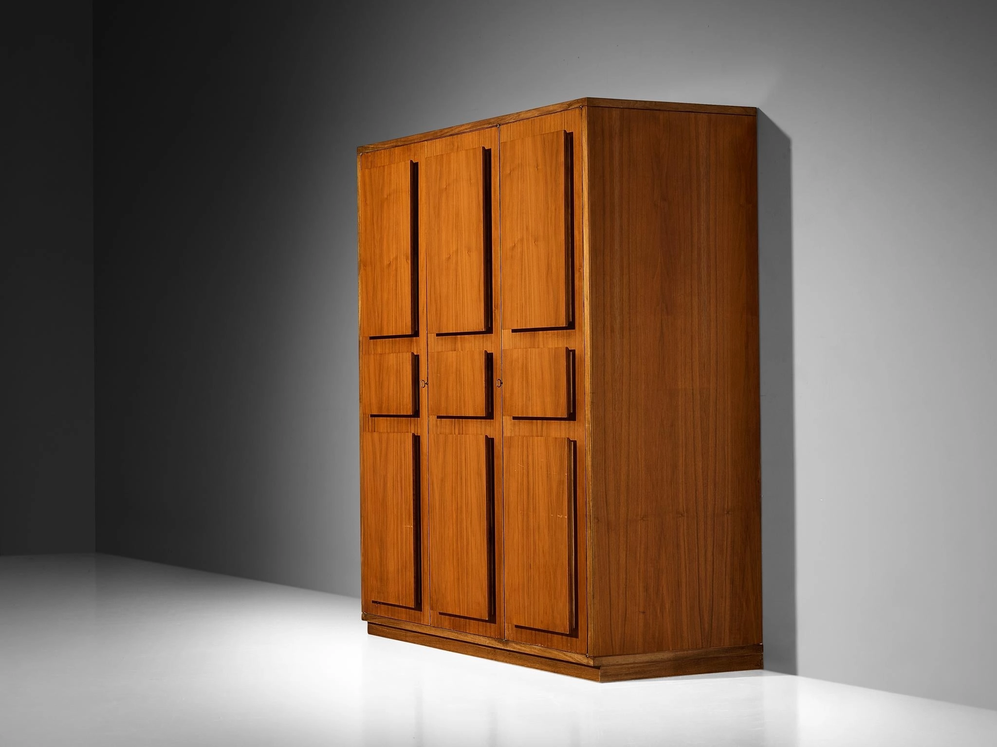 Italian Large Cabinet in Teak and Geometric Fronts