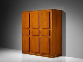 Italian Large Cabinet in Teak and Geometric Fronts storage cabinet,organizer,furniture storage