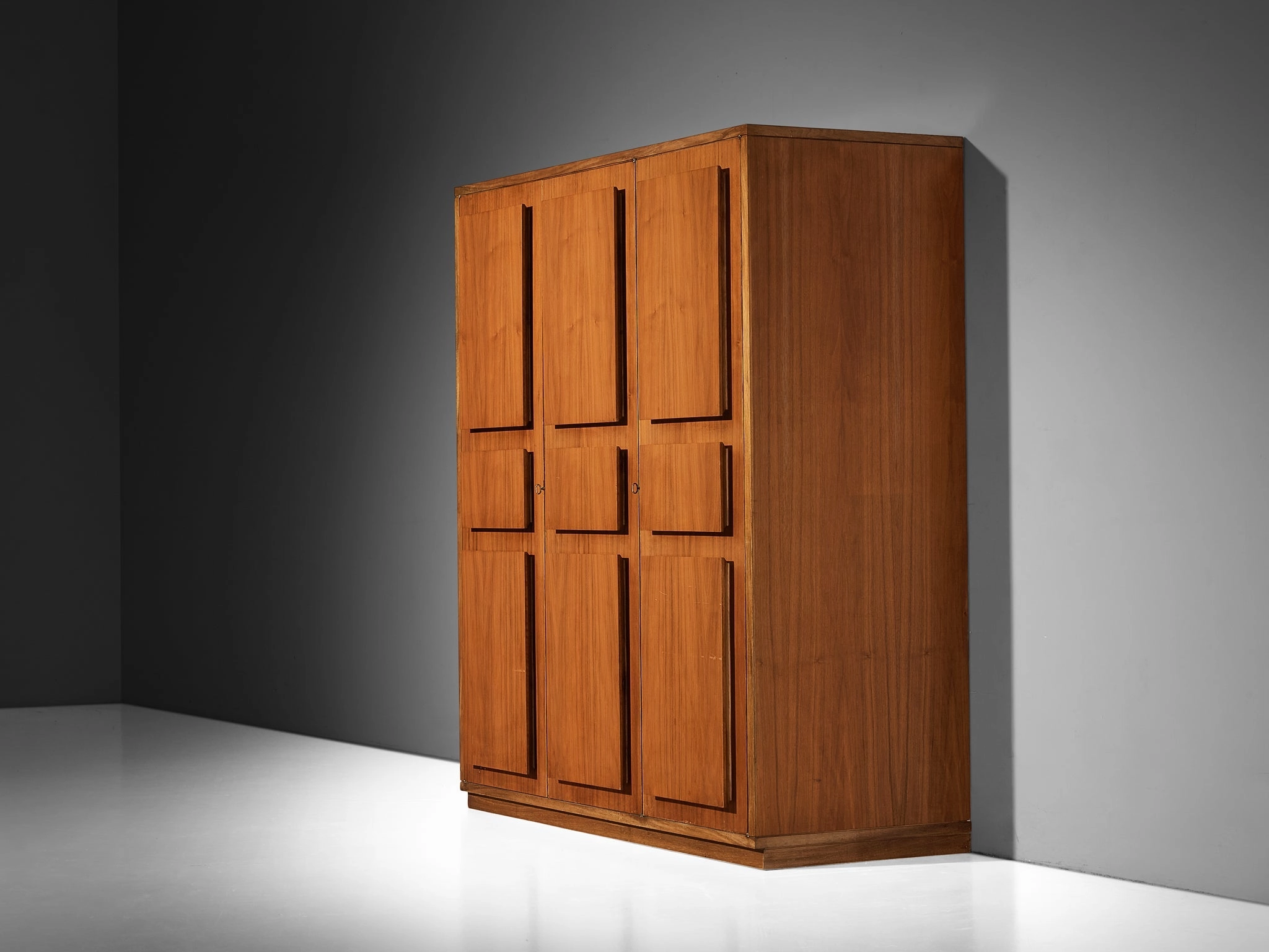 Italian Large Cabinets in Teak and Geometric Fronts