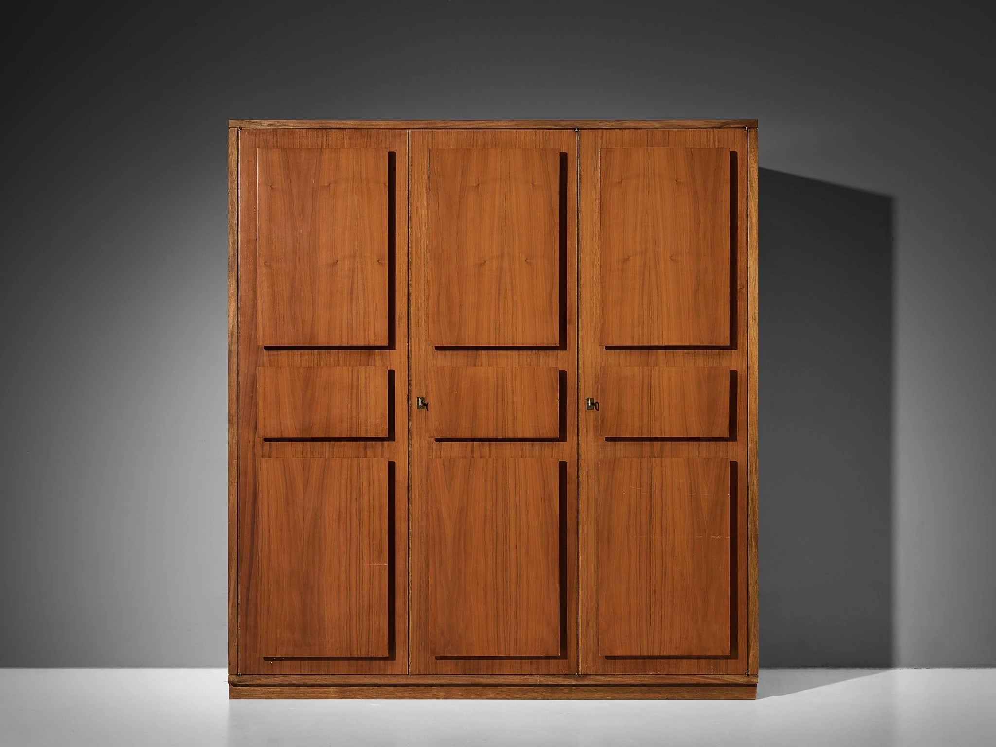 Italian Large Cabinets in Teak and Geometric Fronts