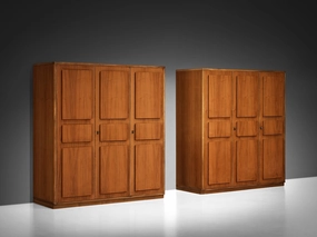 Italian Large Cabinets in Teak and Geometric Fronts storage cabinet,organizer,furniture storage