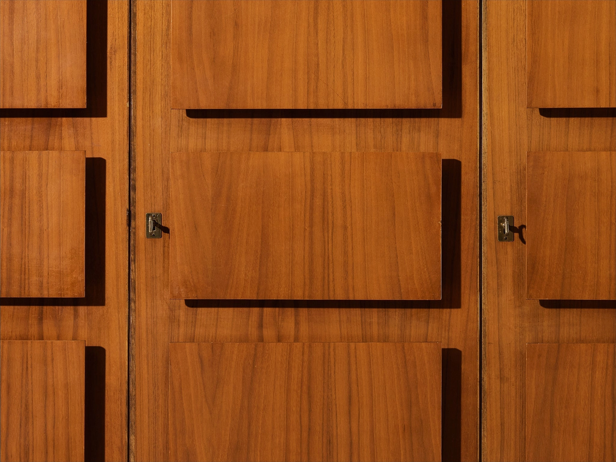 Italian Large Cabinets in Teak and Geometric Fronts