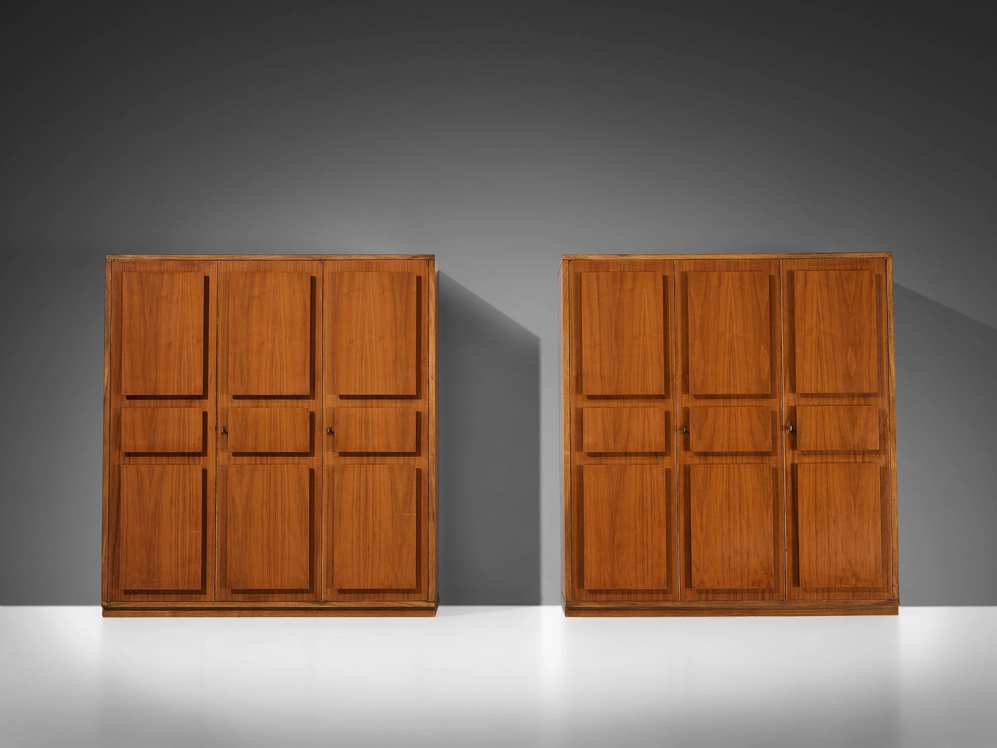 Italian Large Cabinets in Teak and Geometric Fronts