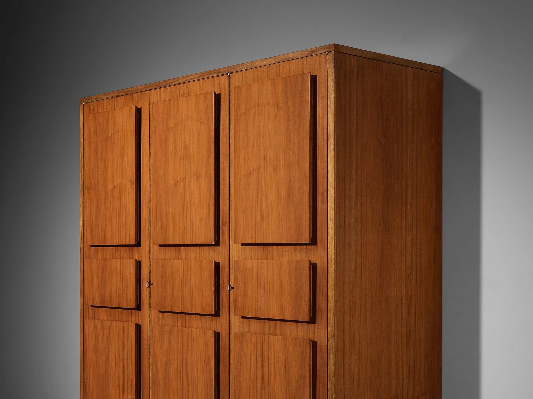 Italian Large Cabinets in Teak and Geometric Fronts