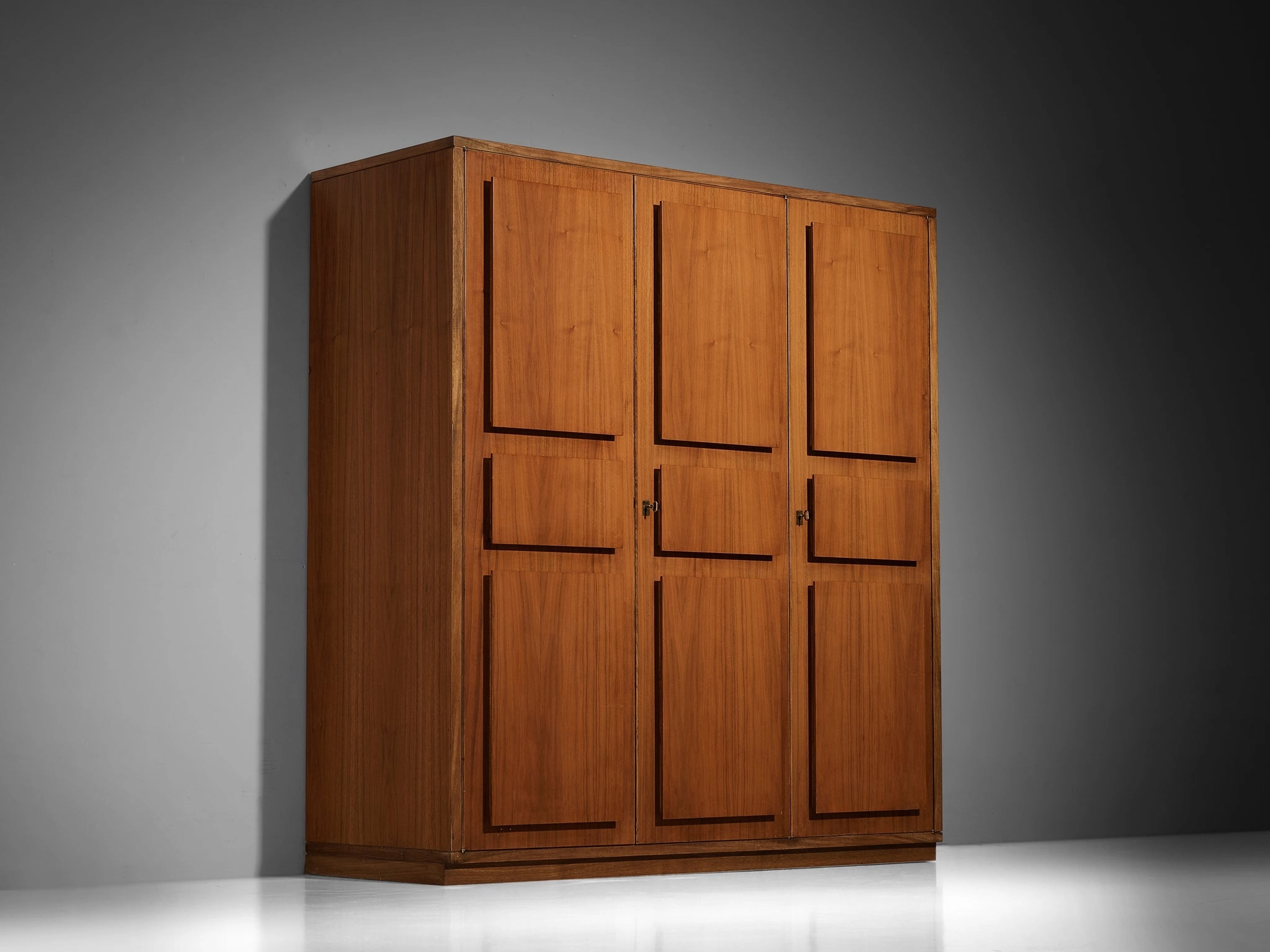 Italian Large Cabinets in Teak and Geometric Fronts