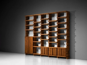 Italian Mid-Century Modern Large Architectural Library in Walnut storage cabinet,organizer,furniture storage