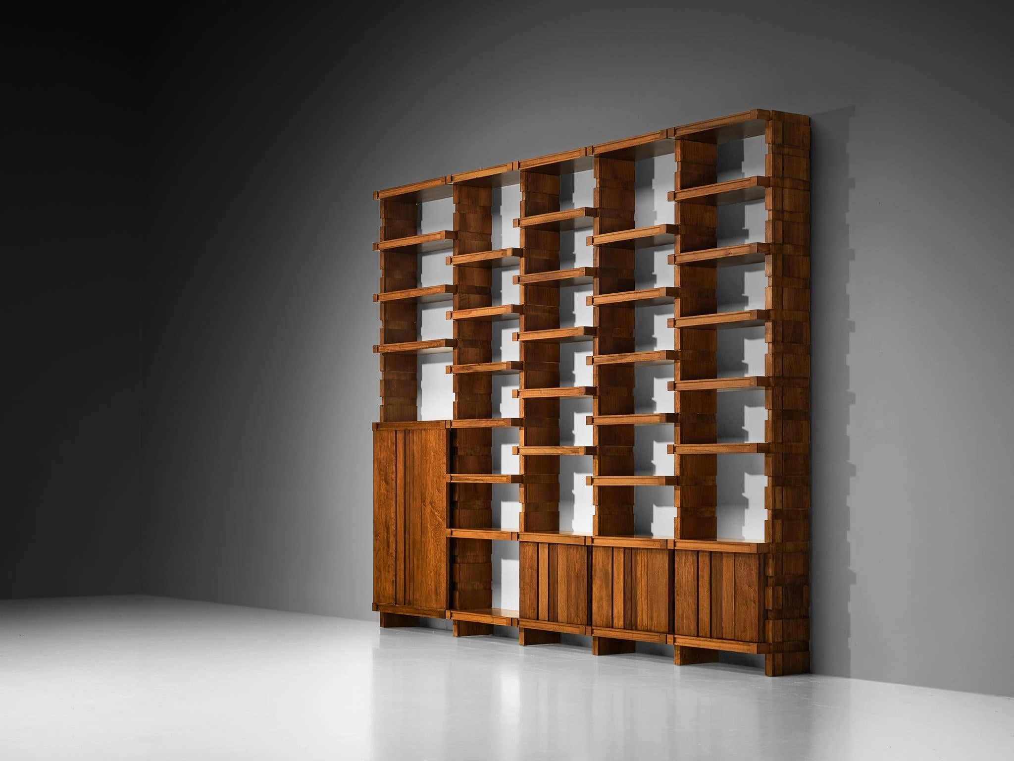 Italian Mid-Century Modern Large Architectural Library in Walnut