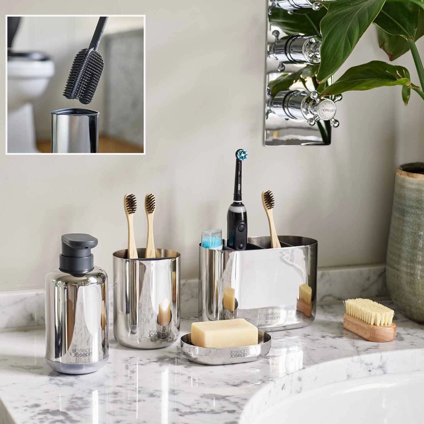Joseph Joseph EasyStore Luxe Stainless-steel Toothbrush Caddy