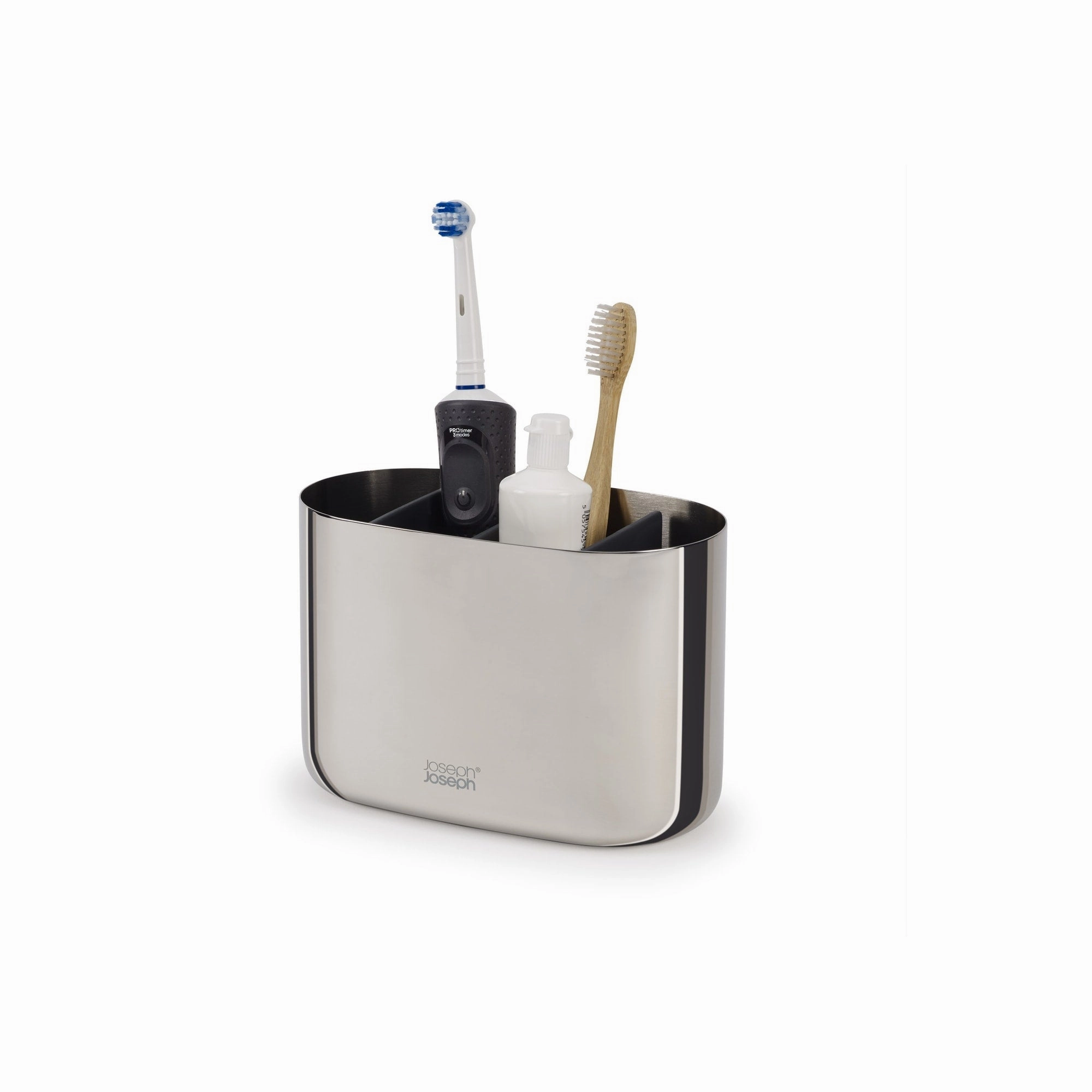 Joseph Joseph EasyStore Luxe Steel Toothbrush Holder - Stainless-steel toothbrush holder,bathroom cup,bathroom organizer