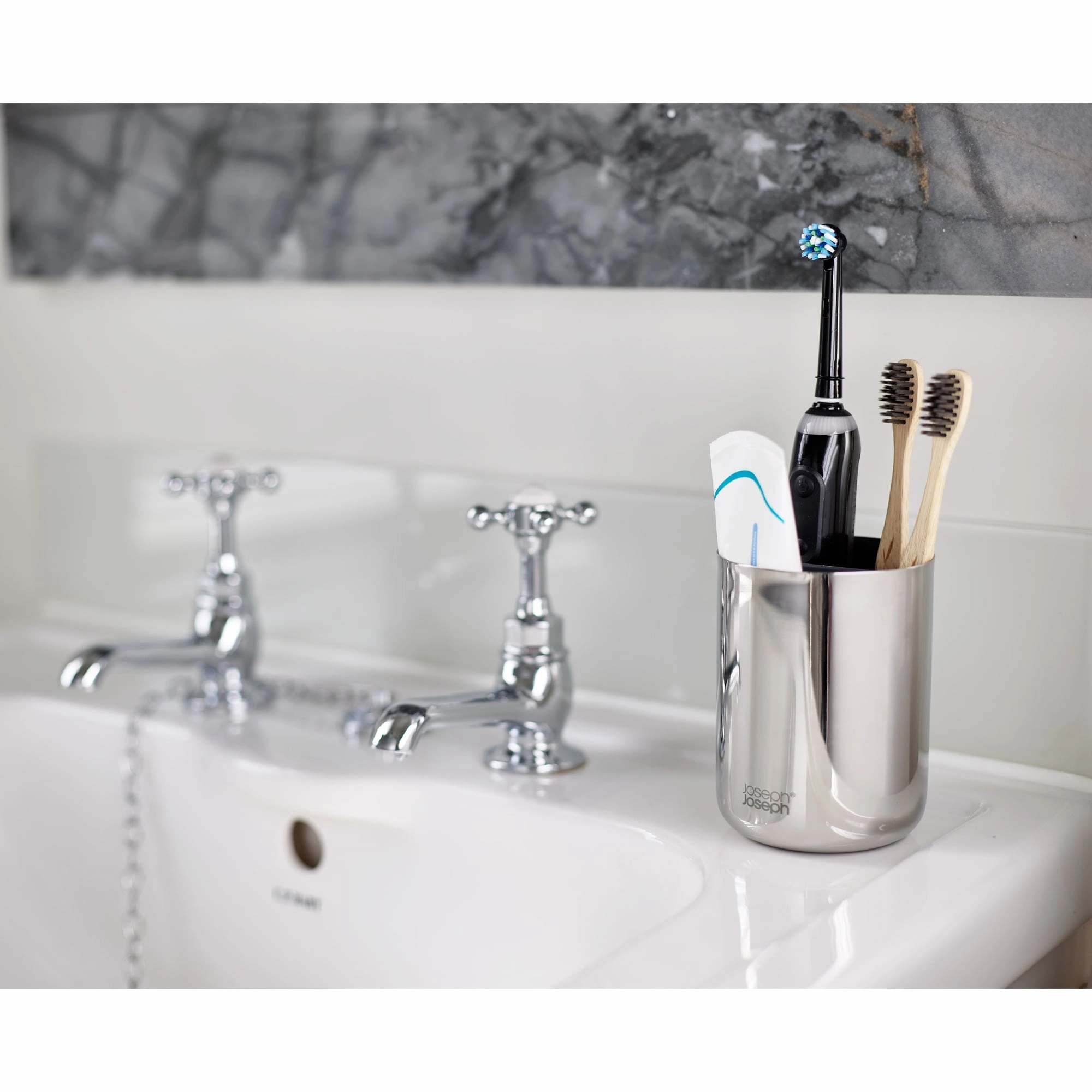 Joseph Joseph EasyStore Luxe Steel Toothbrush Holder - Stainless-steel
