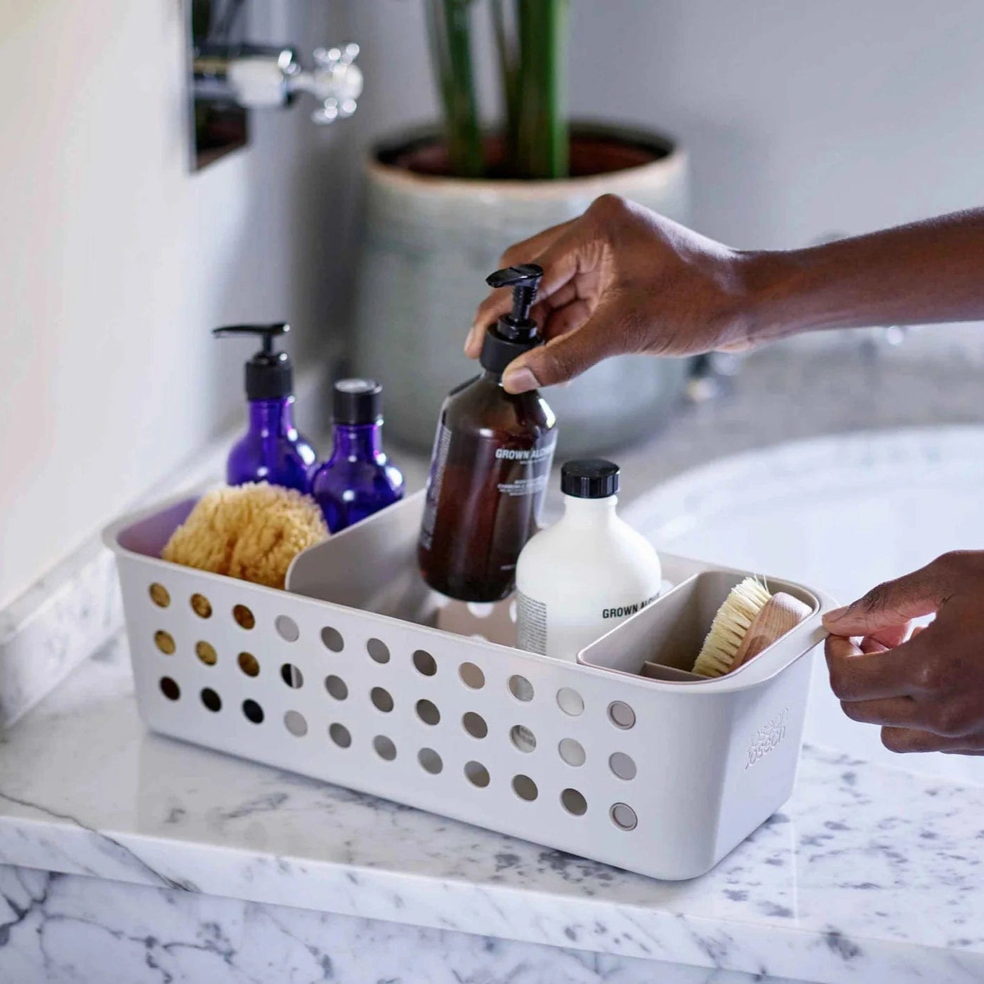 Joseph Joseph EasyStore Slimline Ecru Bathroom Storage Basket bathroom essentials,bathroom accessories,bathroom set