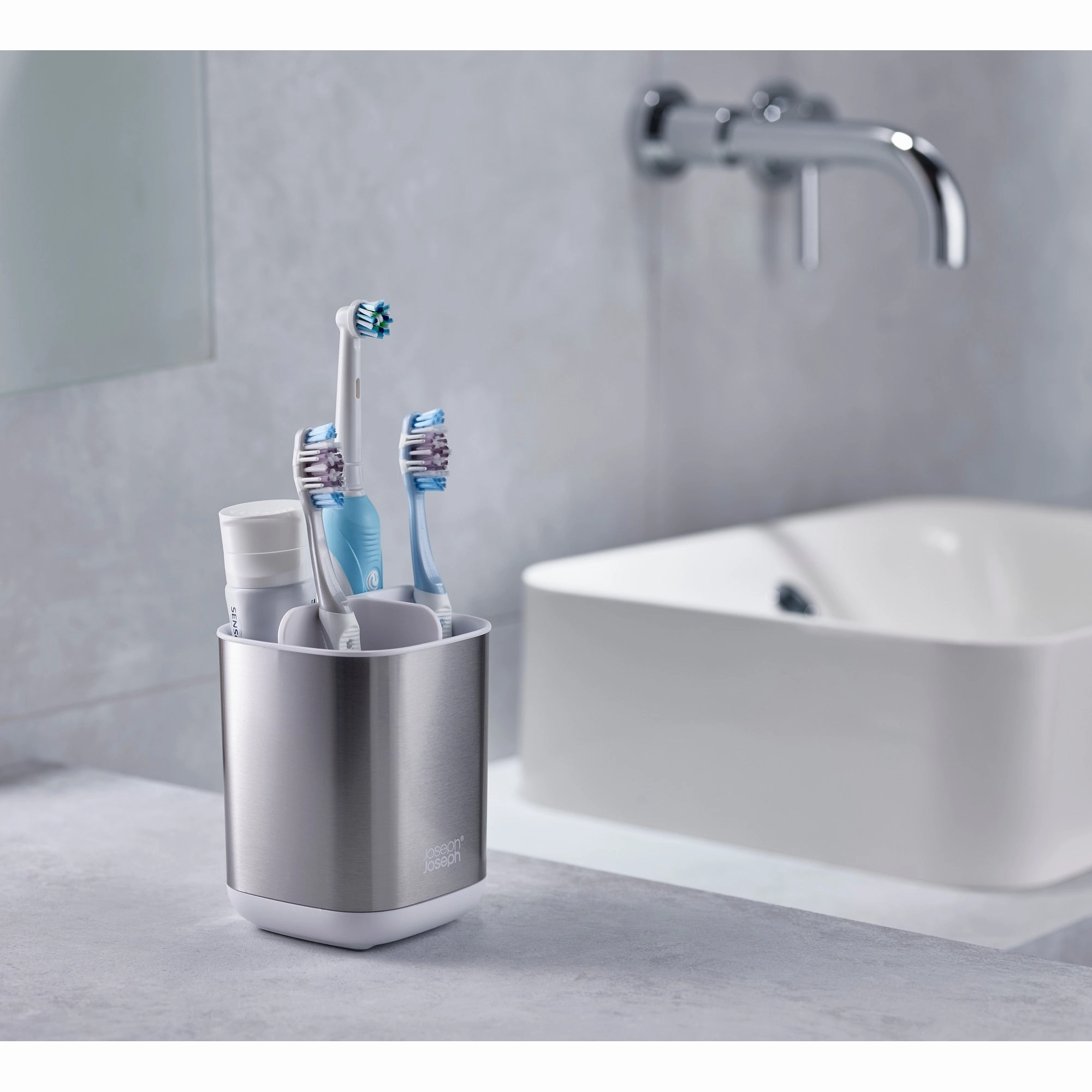Joseph Joseph EasyStore Stainless Steel Toothbrush Holder
