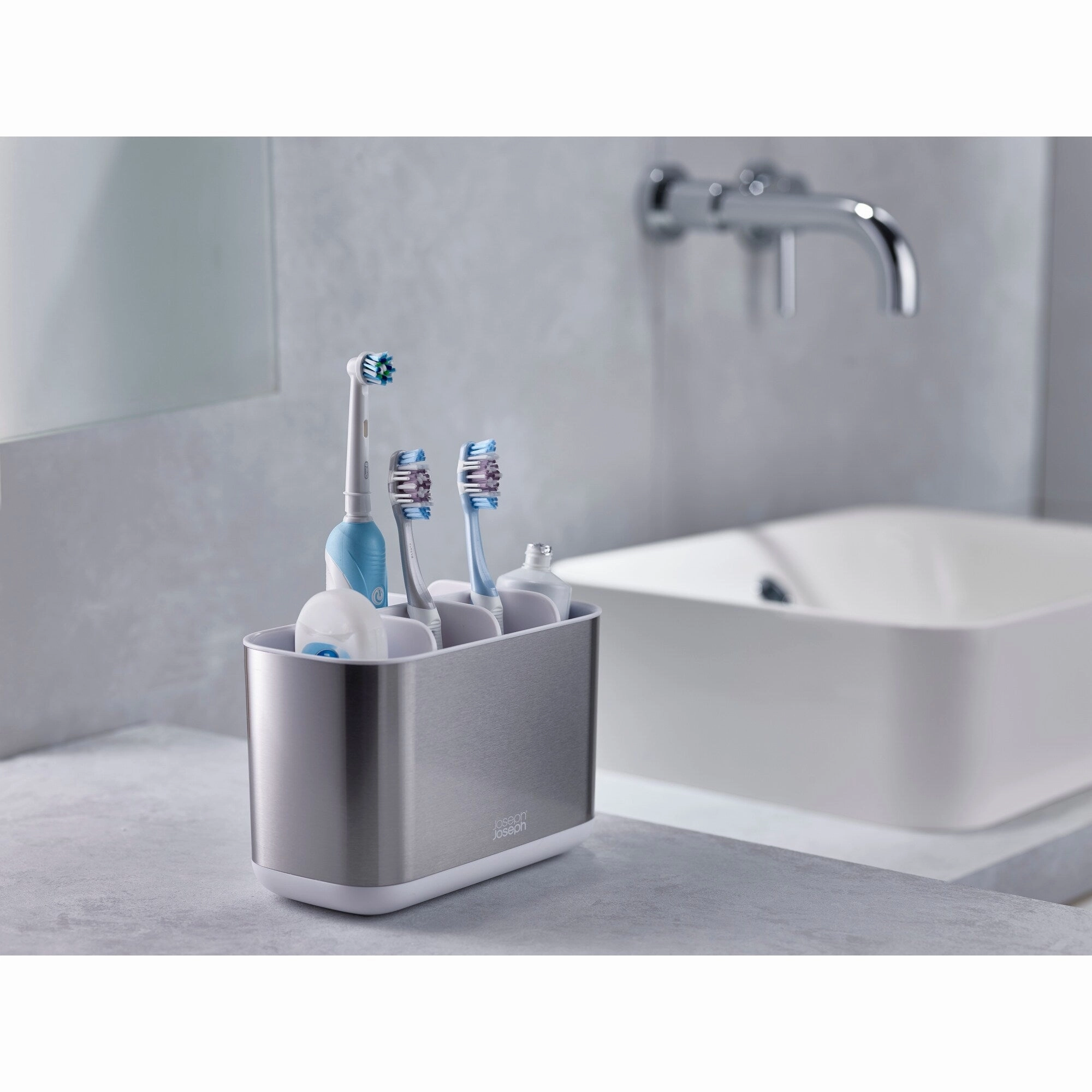 Joseph Joseph EasyStore Stainless Steel Toothbrush Holder