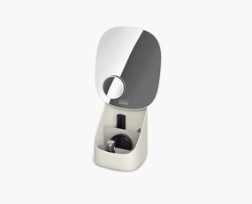 Joseph Joseph Viva Pedestal Mirror With Cosmetic Organiser - Shell bathroom essentials,bathroom accessories,bathroom set