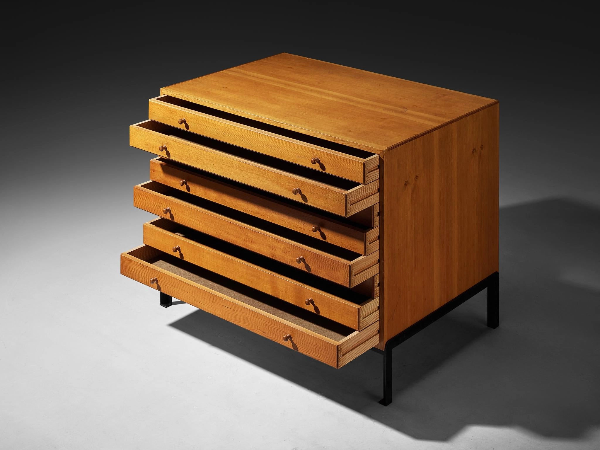 Jrgen Magnussen for Peder Pedersen Chest of Drawers in Pine and Iron