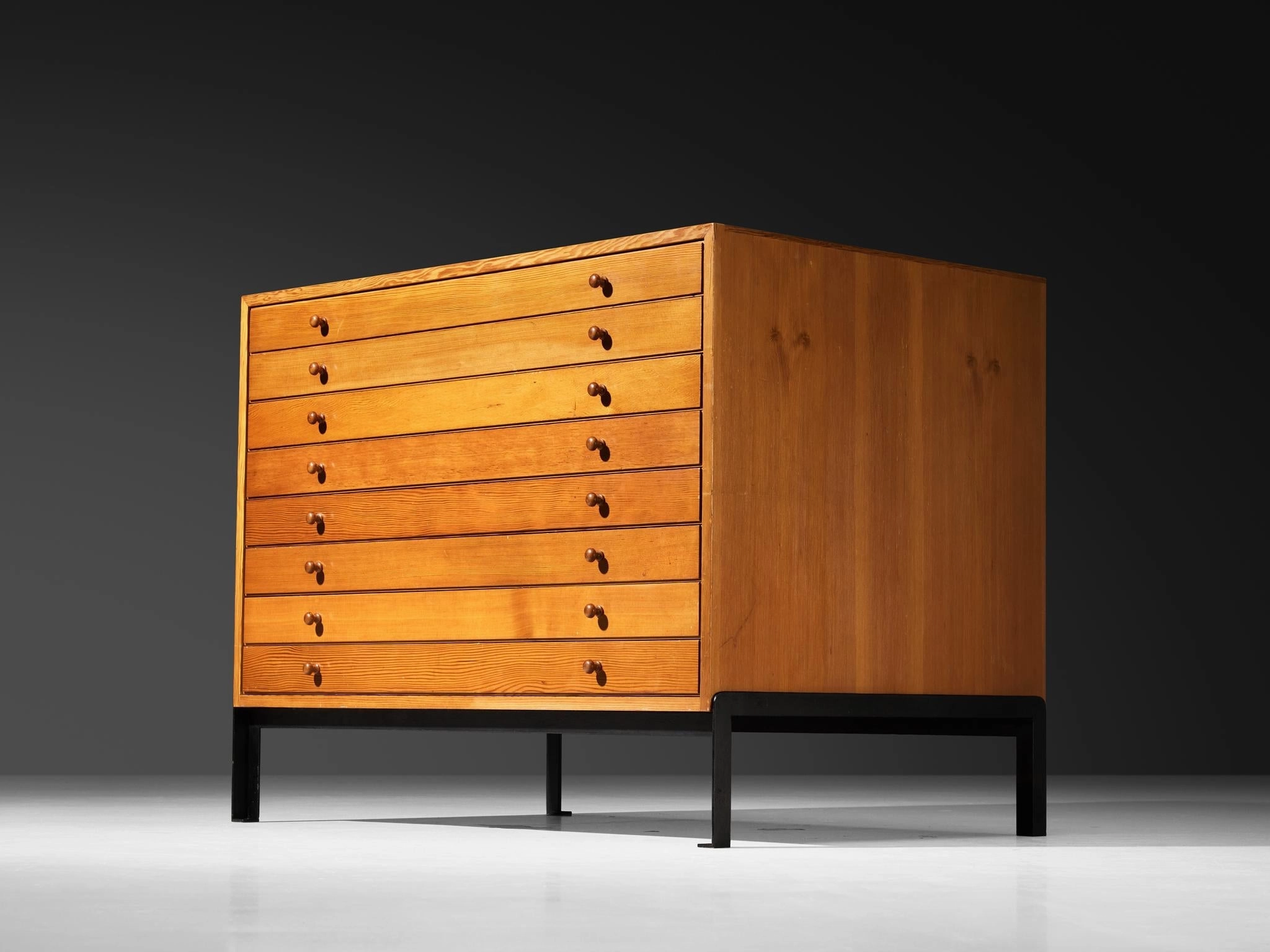 Jrgen Magnussen for Peder Pedersen Chest of Drawers in Pine and Iron