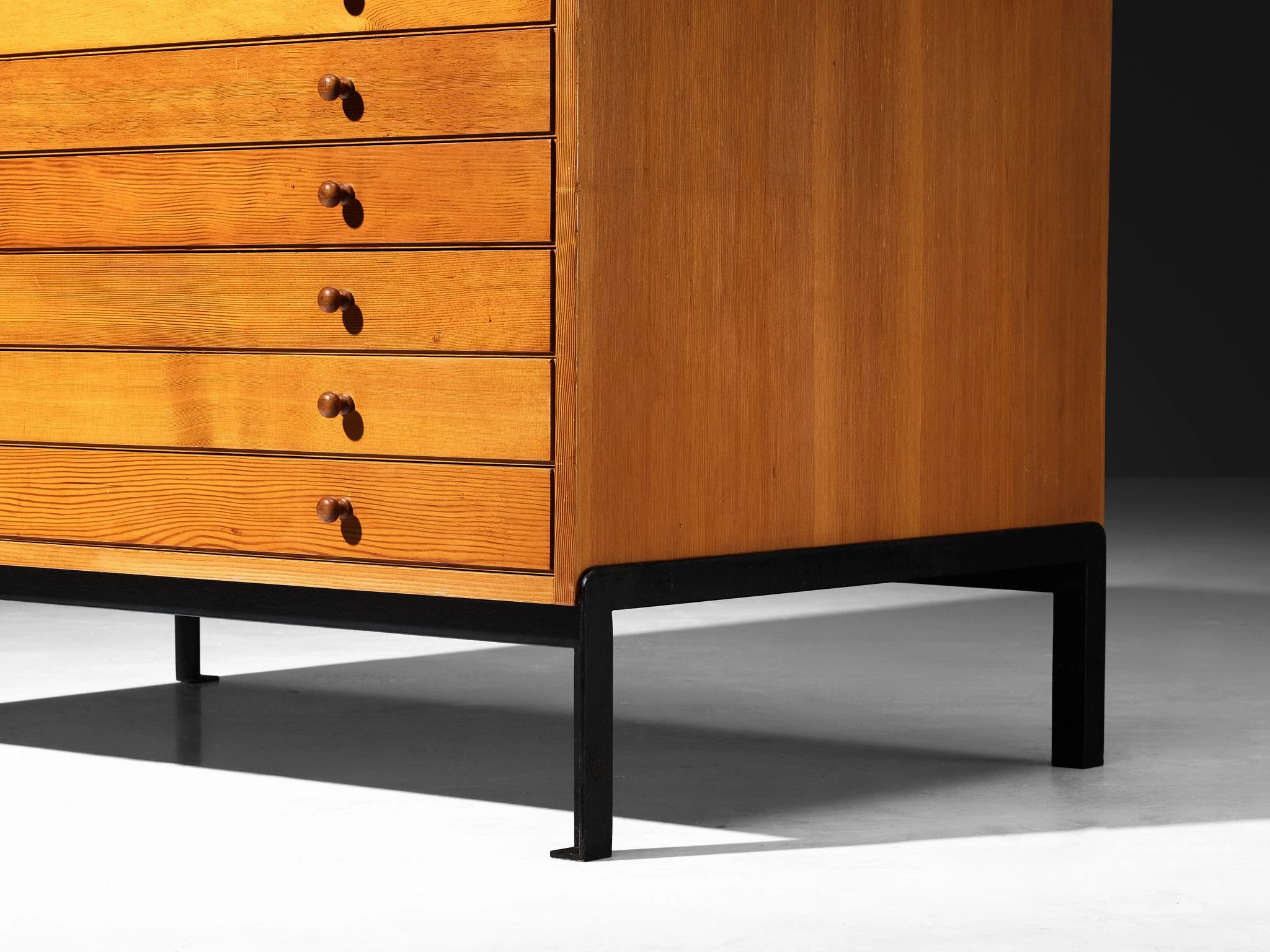 Jrgen Magnussen for Peder Pedersen Chest of Drawers in Pine and Iron