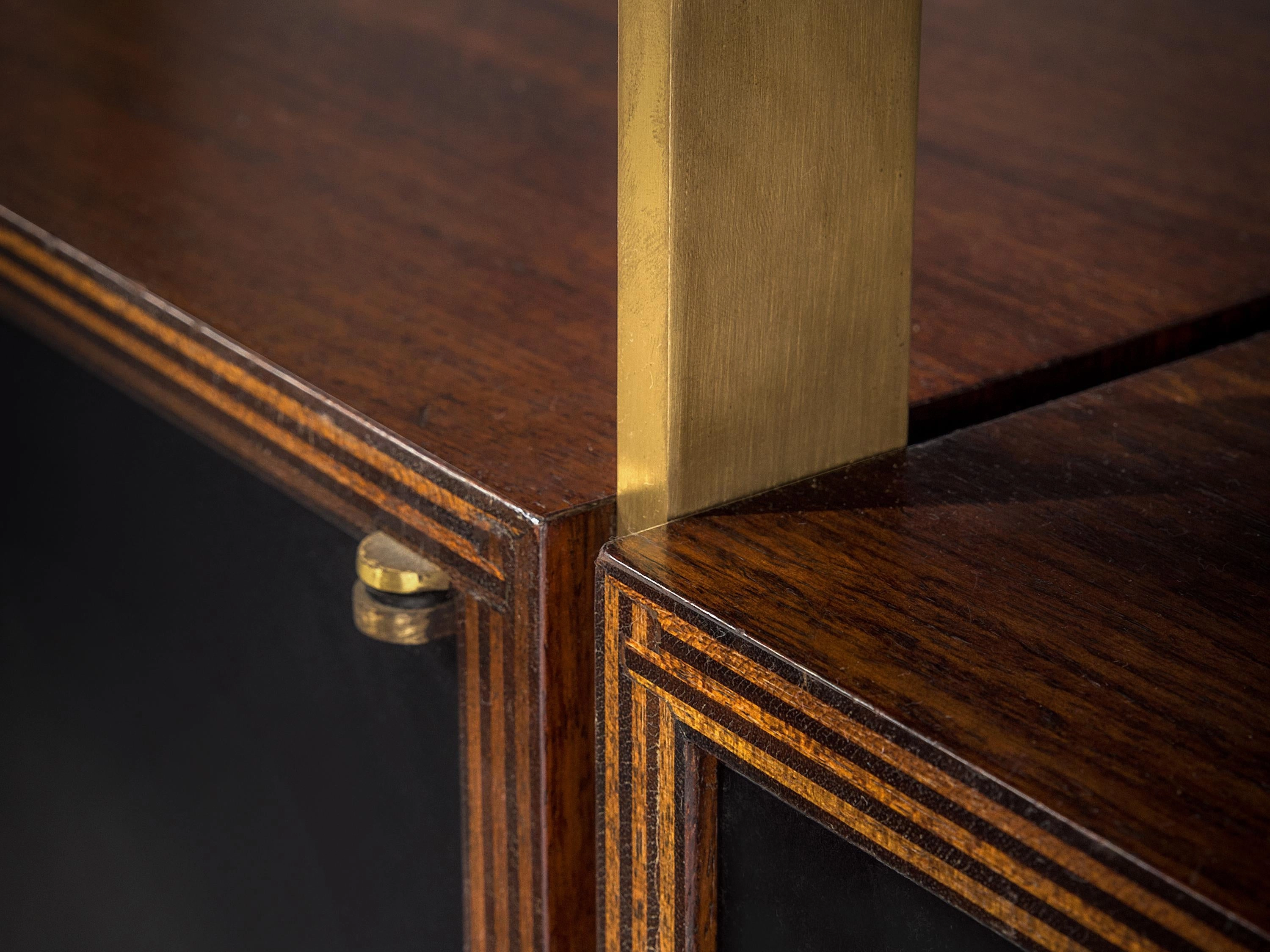 Jules Wabbes Illuminated Library in Wood and Brass