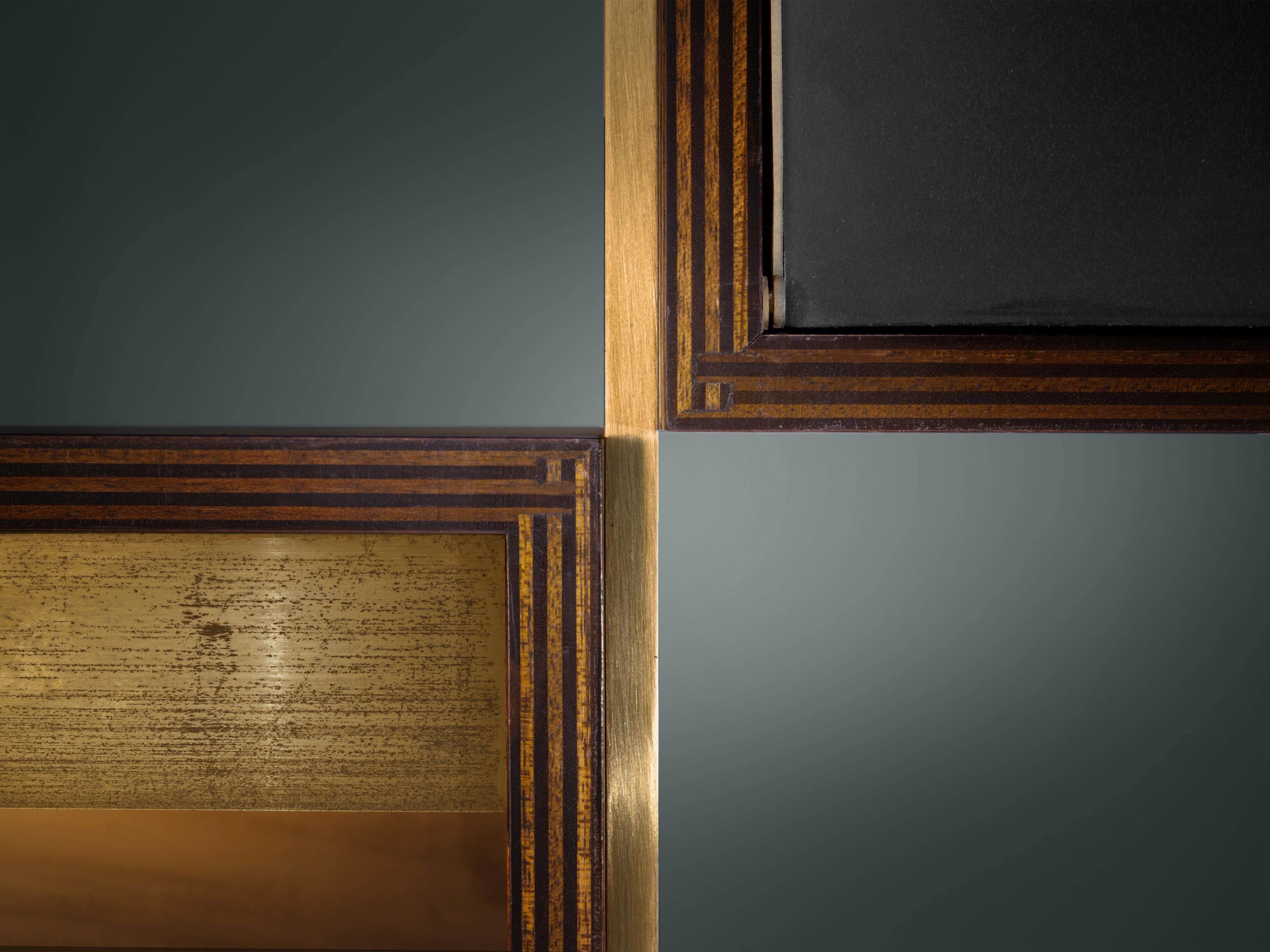 Jules Wabbes Illuminated Library in Wood and Brass