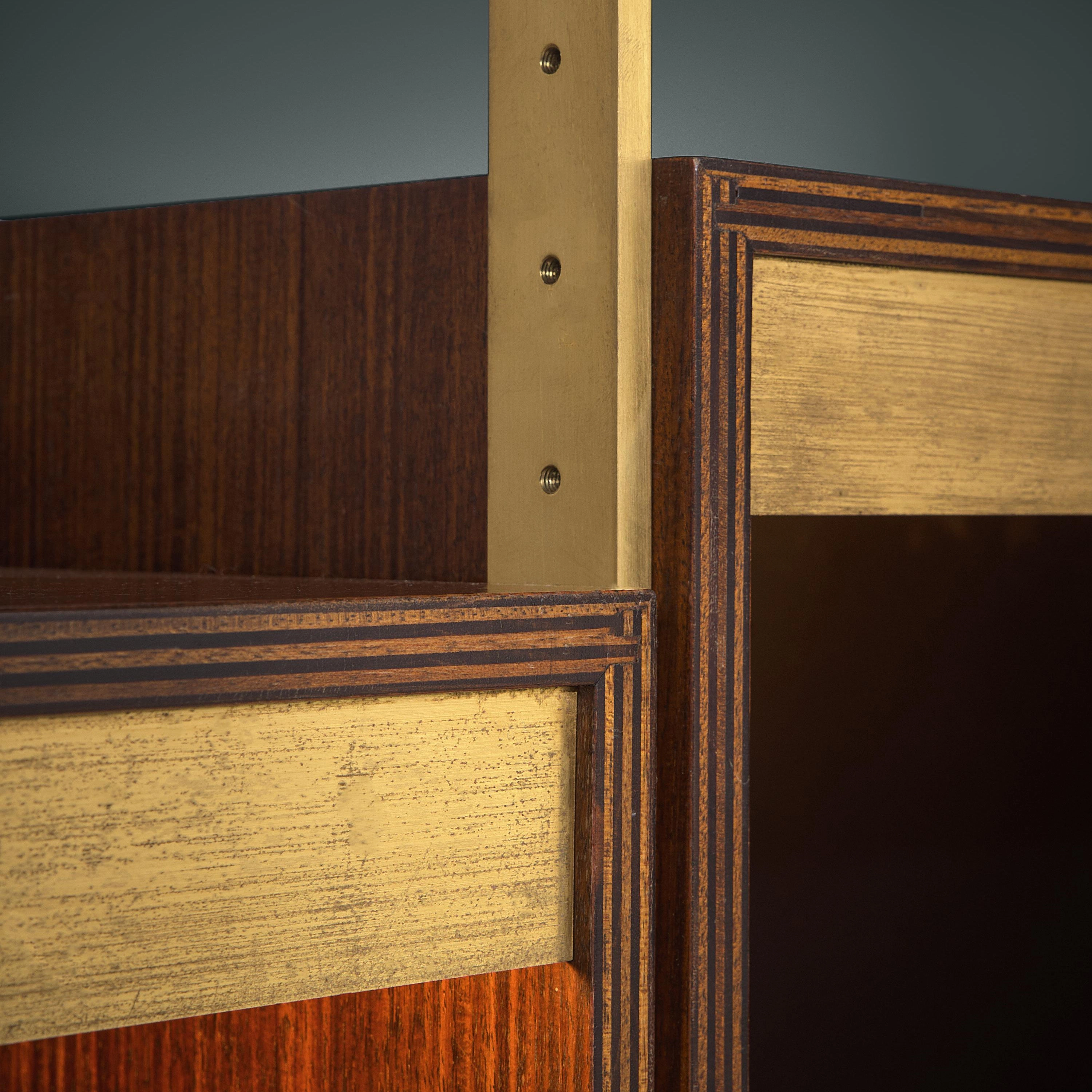Jules Wabbes Illuminated Library in Wood and Brass