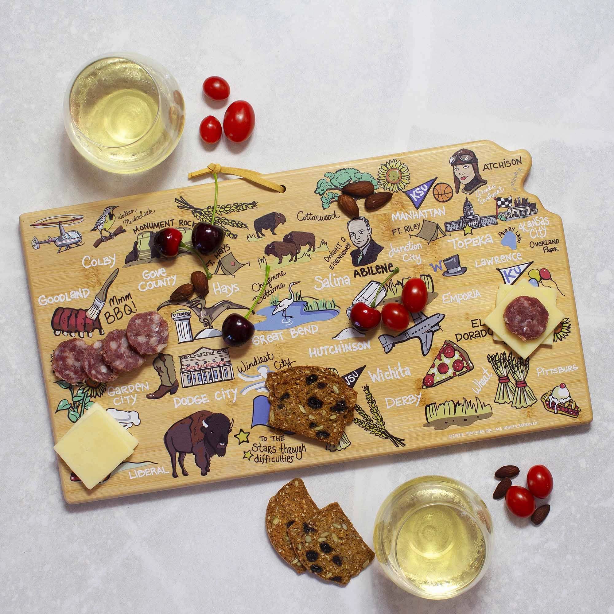 Kansas Cutting Board with Artwork by Fish Kiss