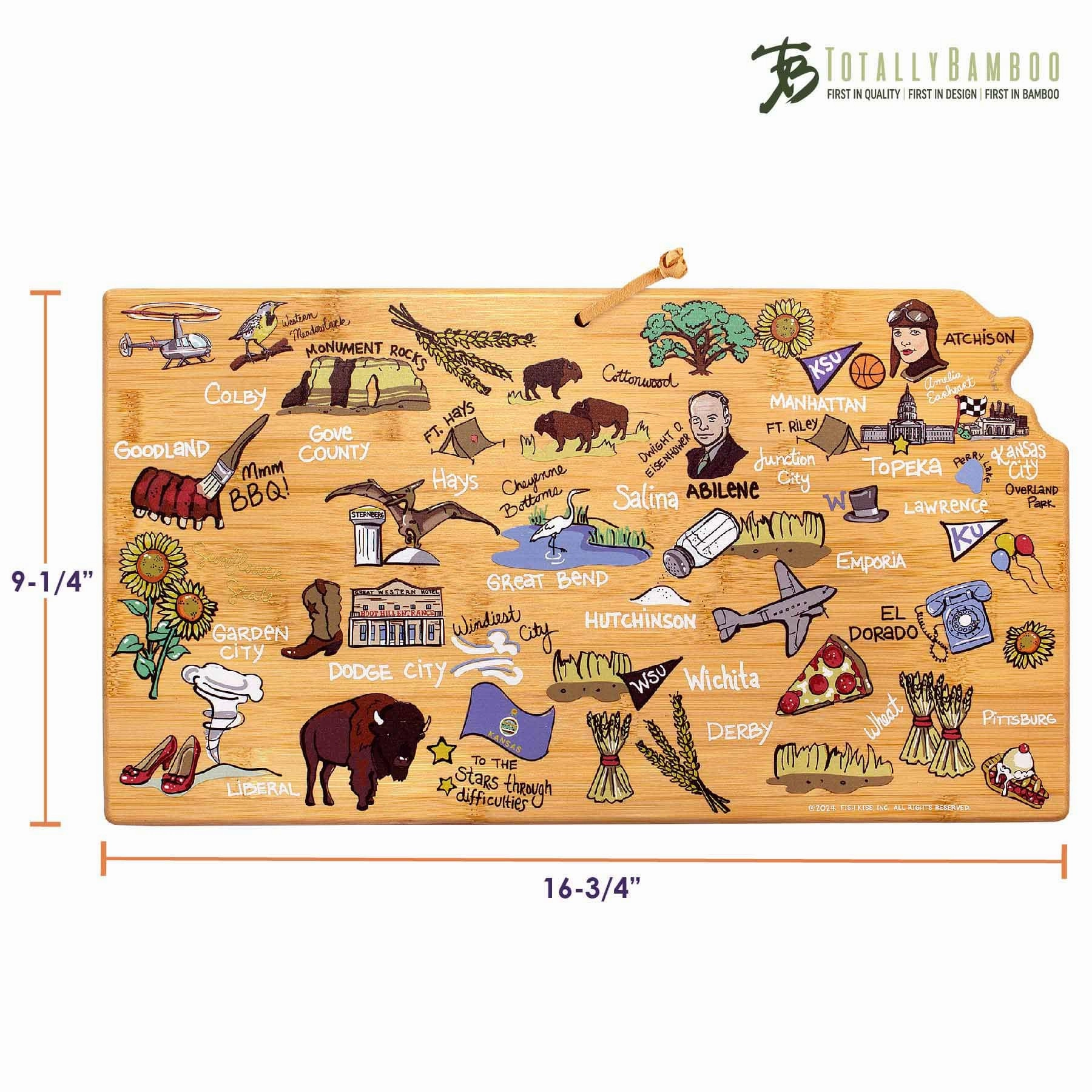 Kansas Cutting Board with Artwork by Fish Kiss