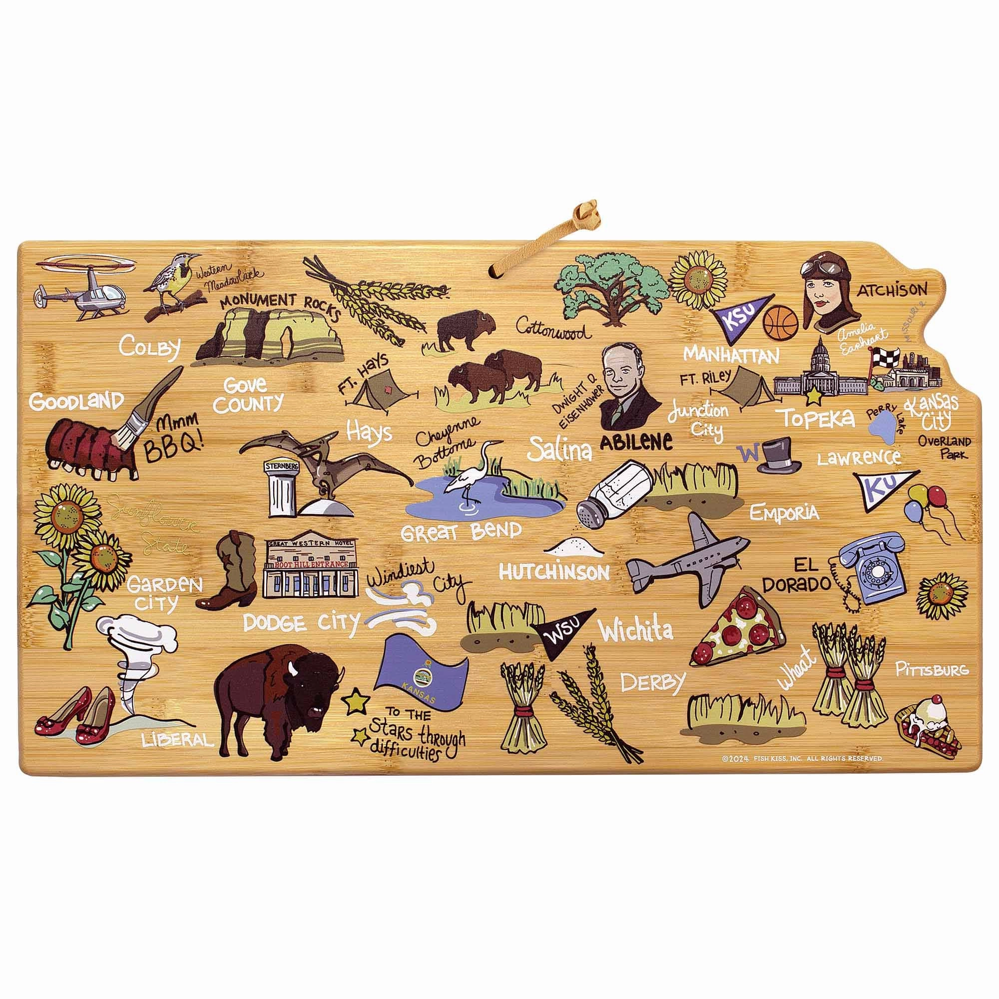 Kansas Cutting Board with Artwork by Fish Kiss cutting board,chopping board,kitchen tools