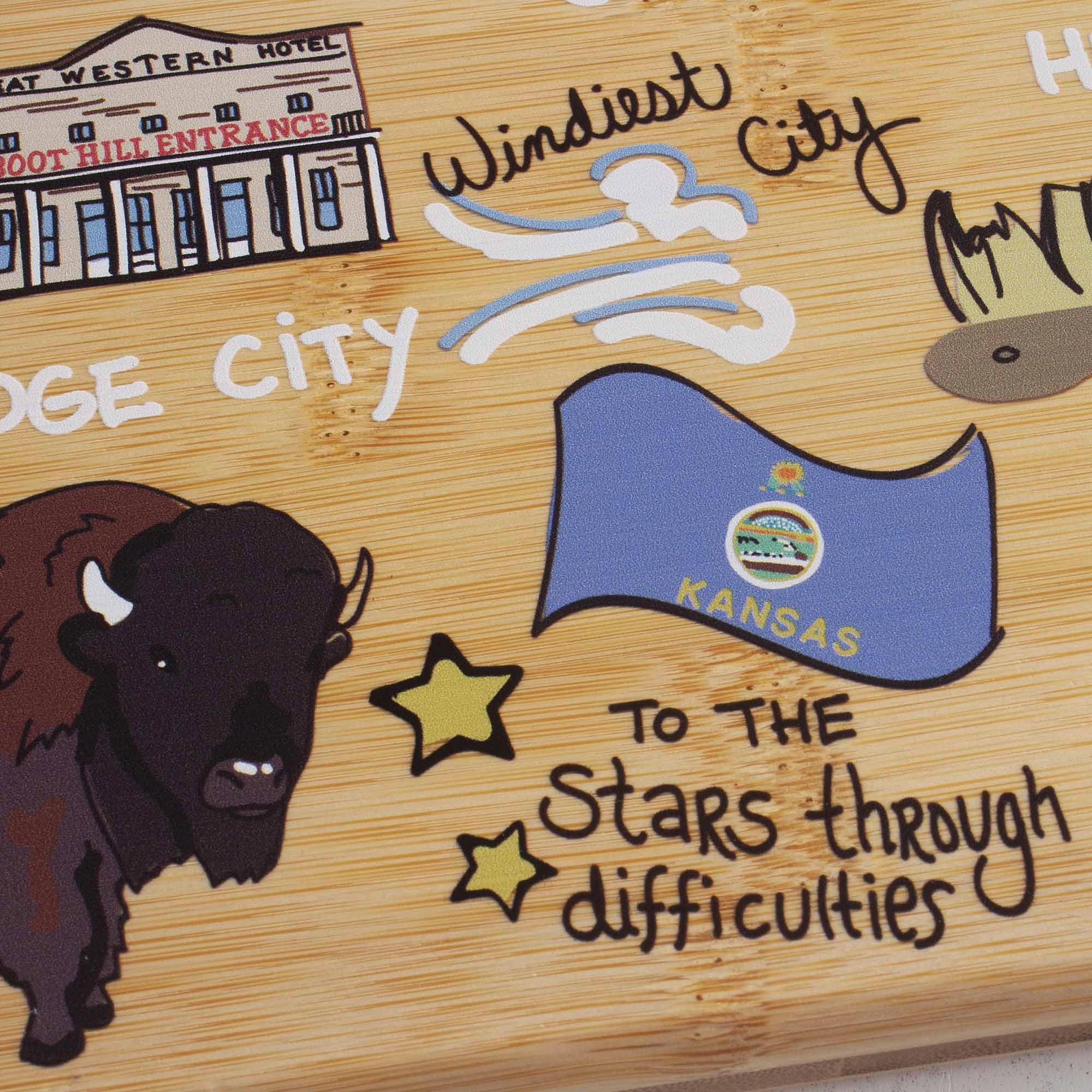 Kansas Cutting Board with Artwork by Fish Kiss