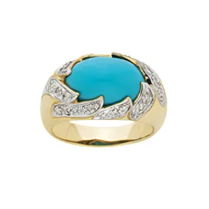 Karen Walker Jewellery Karen Walker - 9ct Yellow Gold Turquoise & Diamond Cocktail Ring