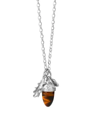 Karen Walker Jewellery Karen Walker - Acorn And Leaf Charm - Silver - Tigers eye