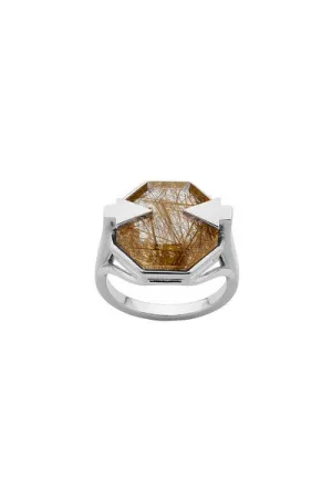 Karen Walker Jewellery Karen Walker Astrid Ring - Silver, Rutilated Quartz